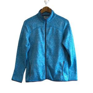 Champion Fleece Zippered Zip Up Long Sleeve Soft Cozy Sweater Jacket Top Blue